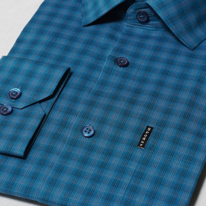 Men's Premium Blue Checkered Cotton Shirt