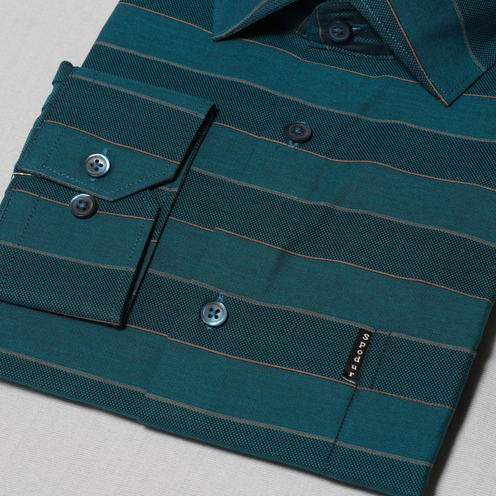 Men's Premium Green Striped Cotton Shirt