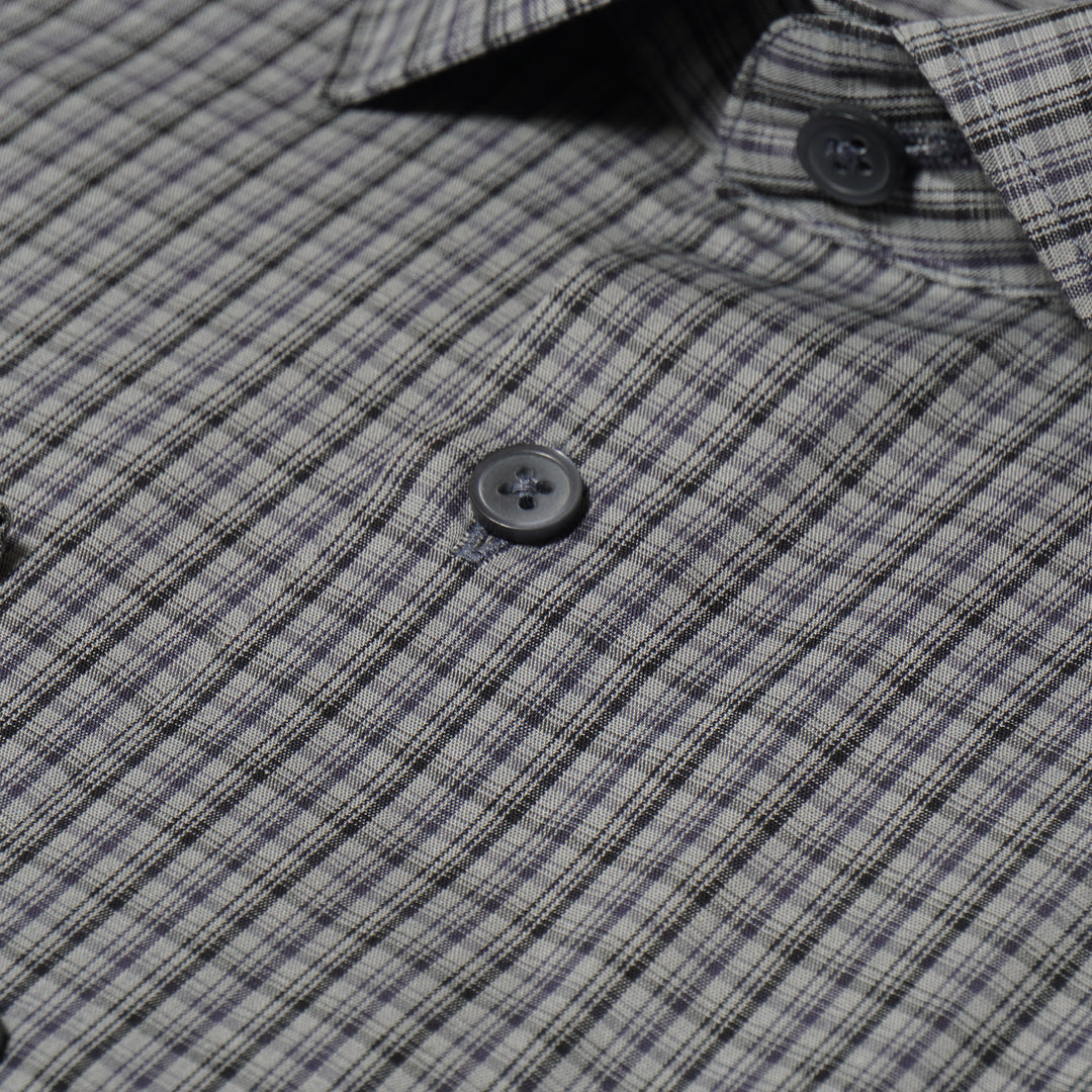 Men's Premium Dark Grey Cotton Shirt with Black Lines