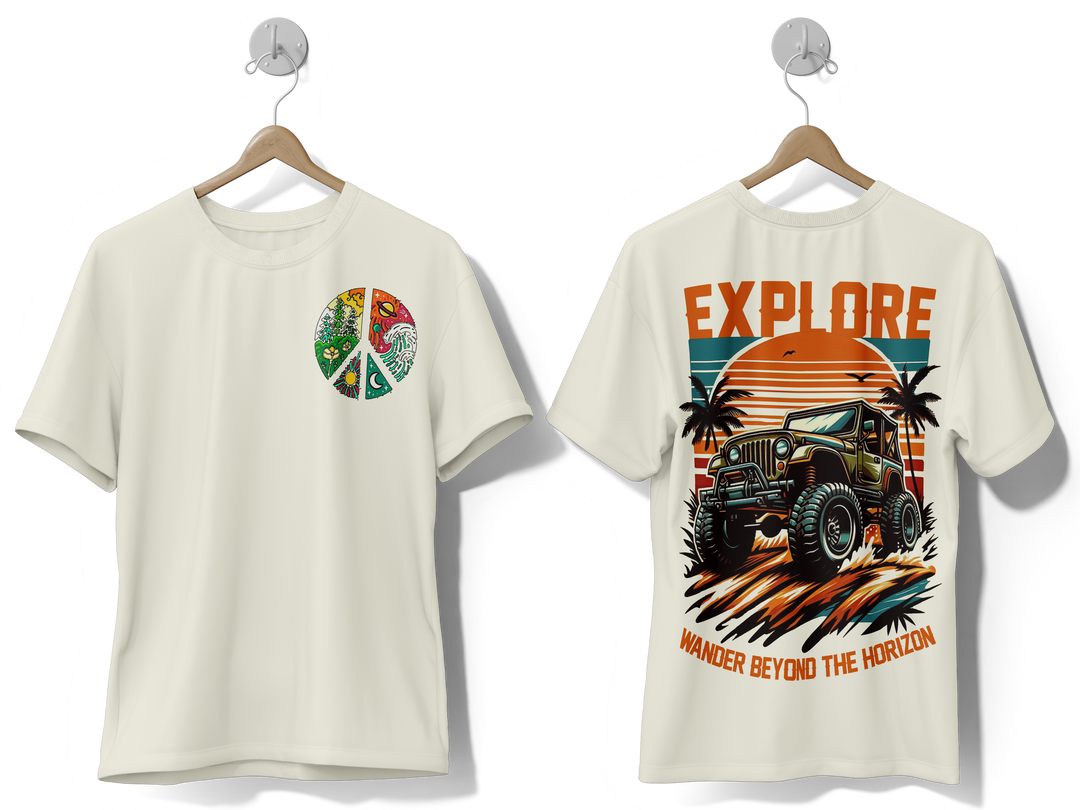 Men's Off-White Explore Graphic Printed Oversized T-shirt