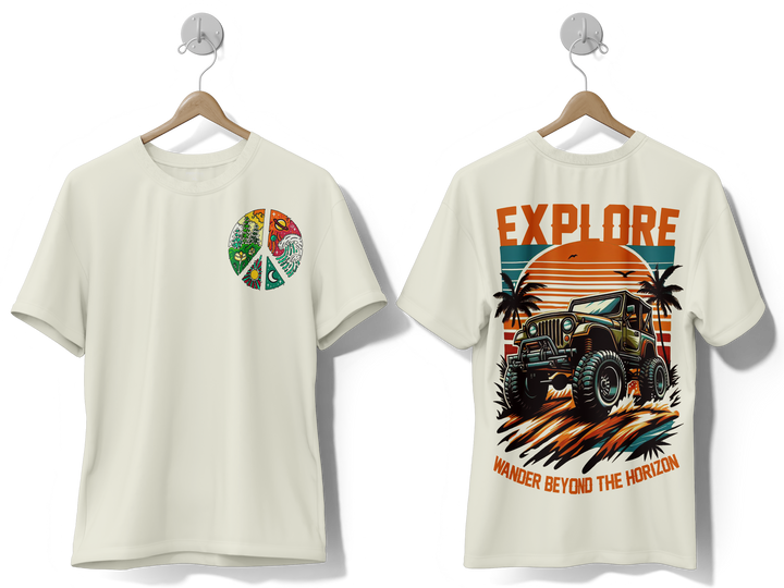 Men's Off-White Explore Graphic Printed Oversized T-shirt