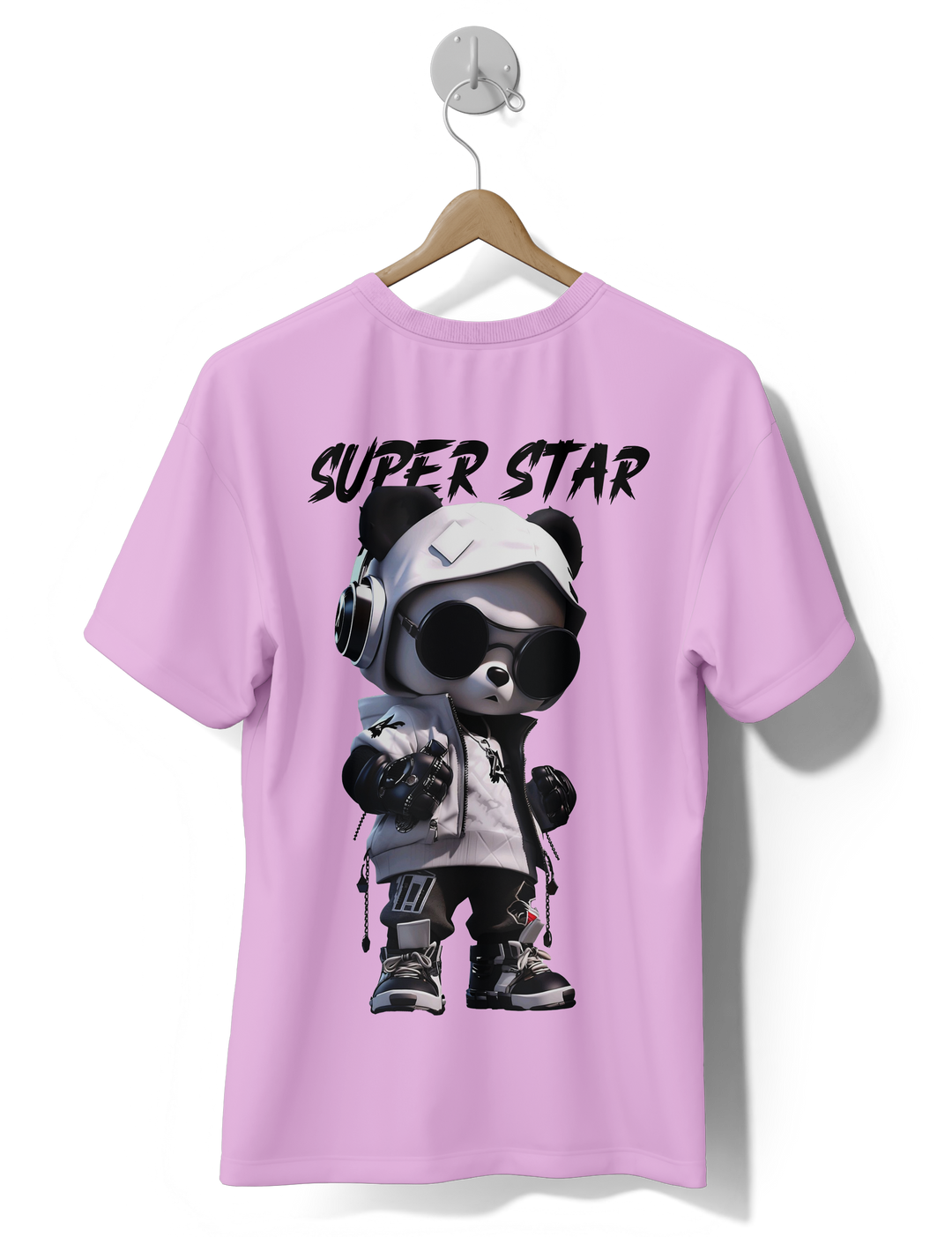 Men's Purple Super Star Graphic Printed Oversized T-shirt