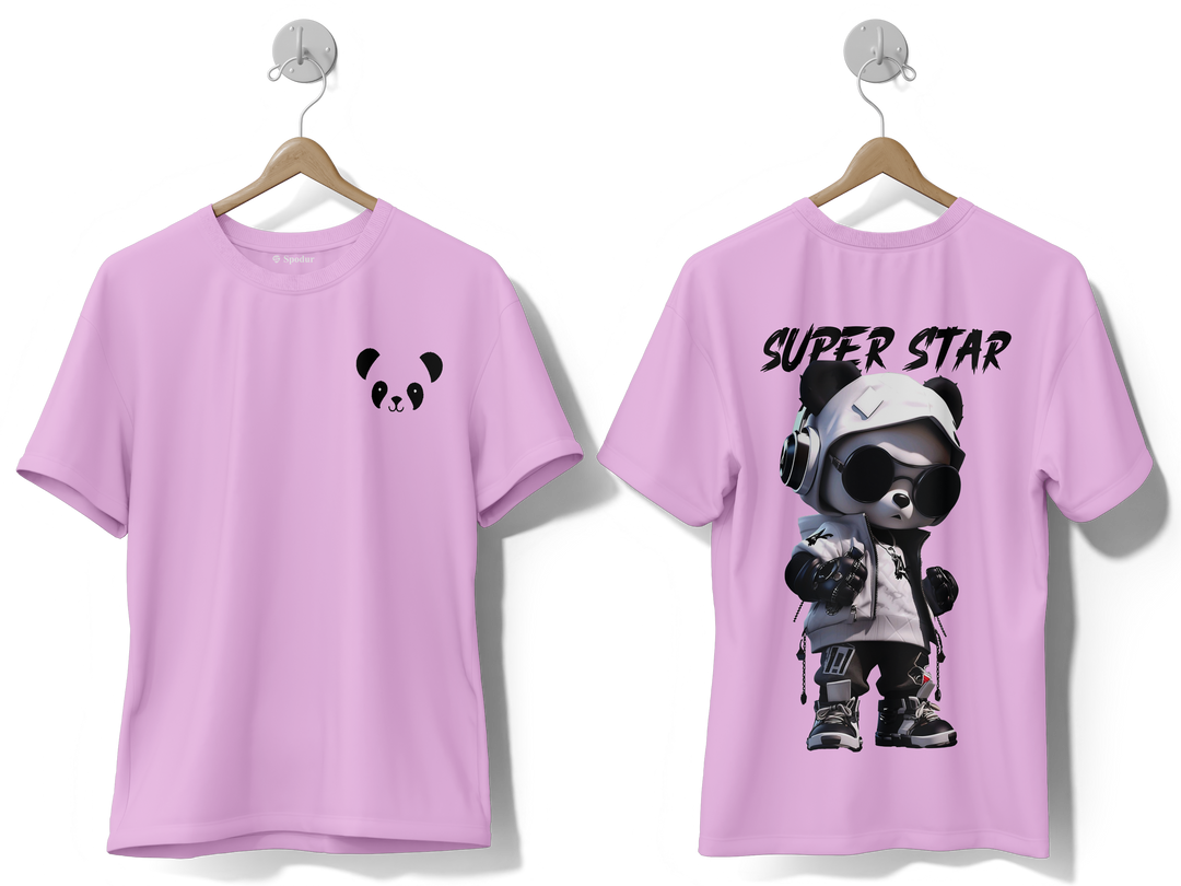 Men's Purple Super Star Graphic Printed Oversized T-shirt