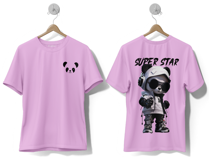 Men's Purple Super Star Graphic Printed Oversized T-shirt