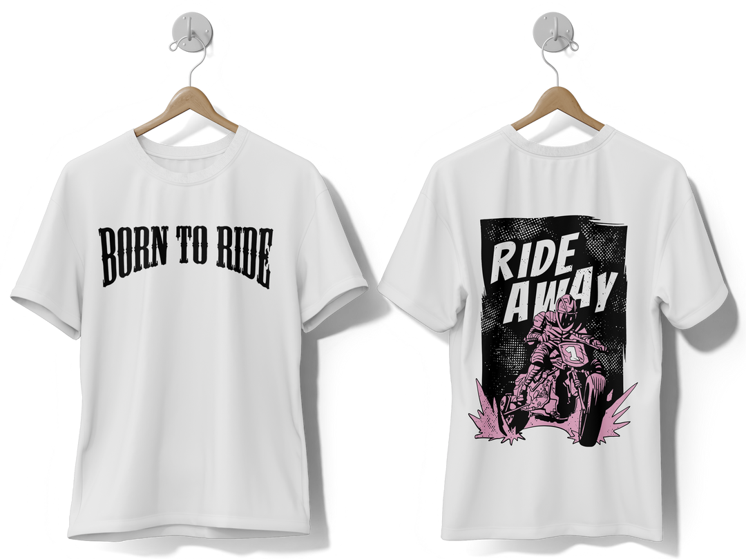 Men's White Ride Away Graphic Printed Oversized T-shirt